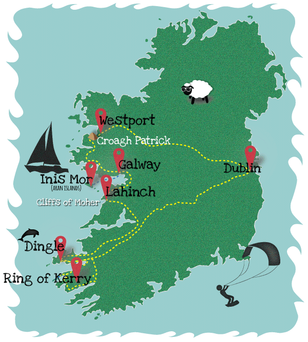 Overland Ireland tour map
