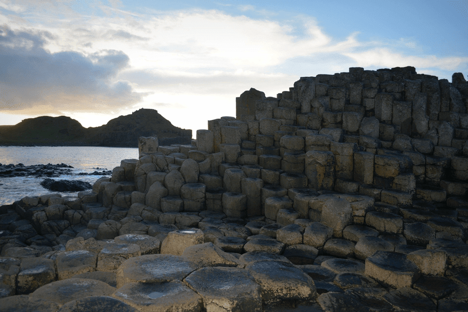The hexagonal basalt columns at the Giant’s Causeway