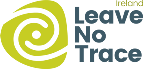 Logo of Leave No Trace Ireland, featuring a stylized spiral symbol next to the organization's name, designed for Ireland Tours.