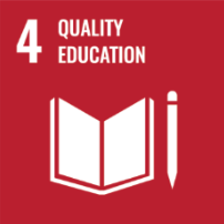 Icon representing goal 4, quality education, of the United Nations sustainable development goals, inspired by Ireland's dedication to education.