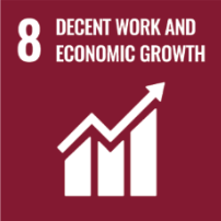 Icon representing goal 8 of the sustainable development goals: decent work and economic growth.