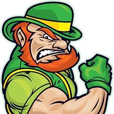 cartoon of a strong leprechaun