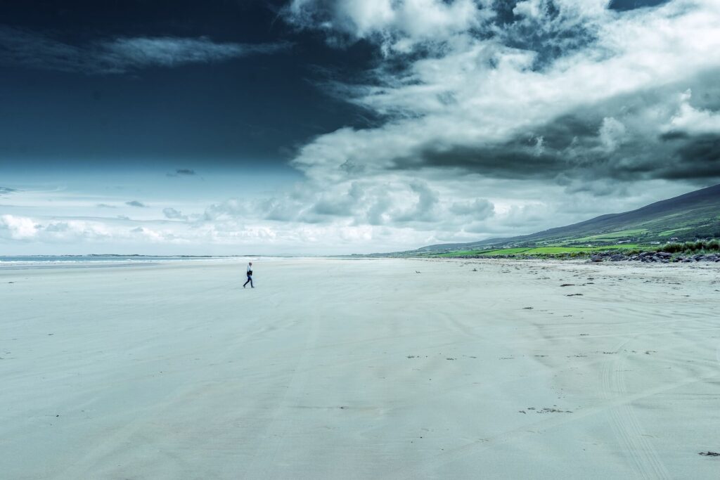 Wide view of beach in Ireland