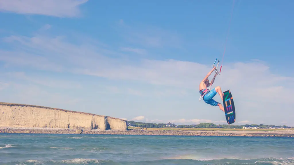 Man kitesurfing