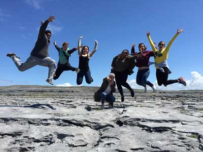 A group jumping in the countryside in Ireland