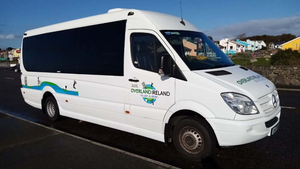 white van with Overland Ireland logo