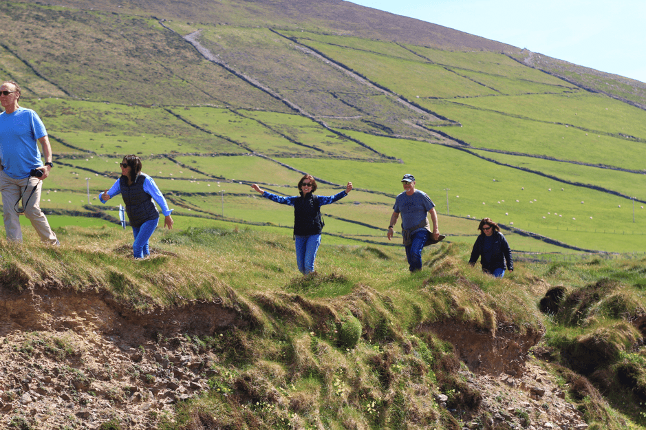 A group walking in the Irish countrysdie